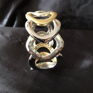 Chico’s Gold Tone and Silver Tone Open Circle/Links Stretch Bracelet